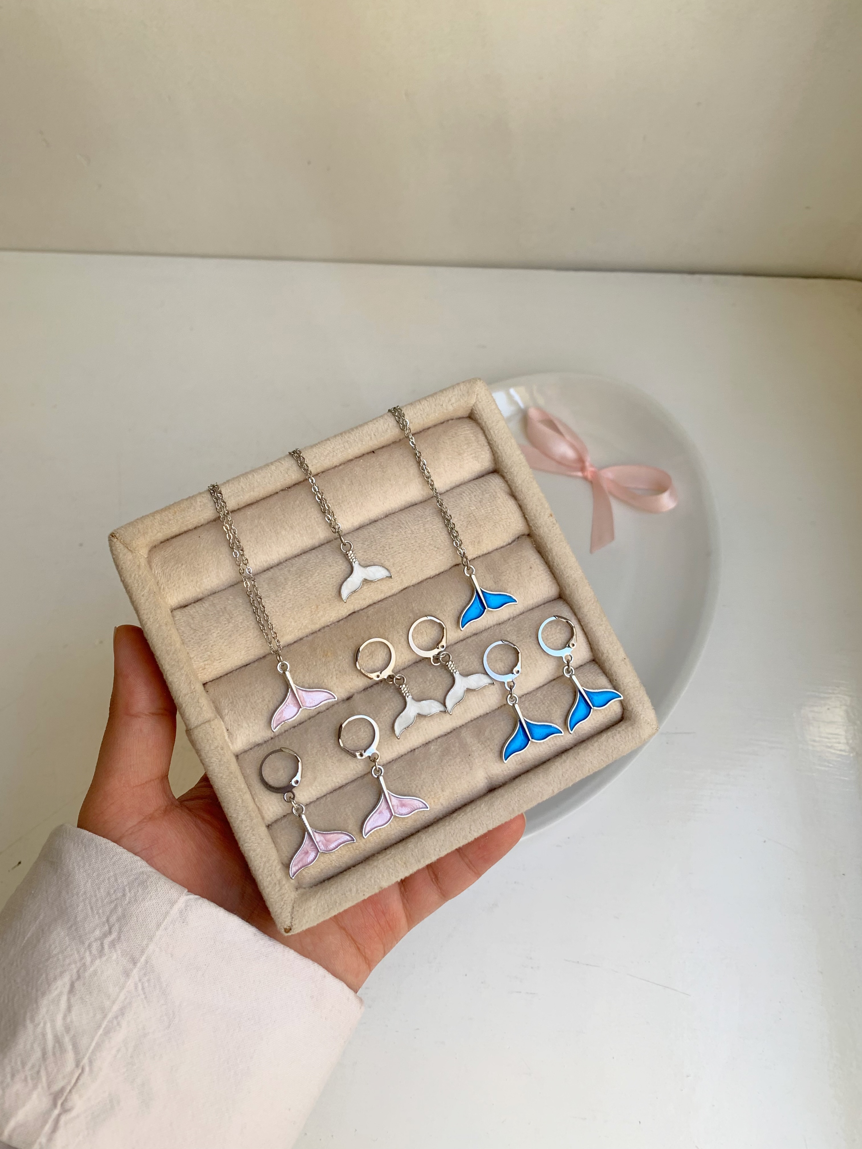 ست گردنبند و گوشواره دم وال دخترانه