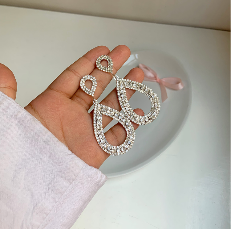 گوشواره جواهری اشکی زنانه